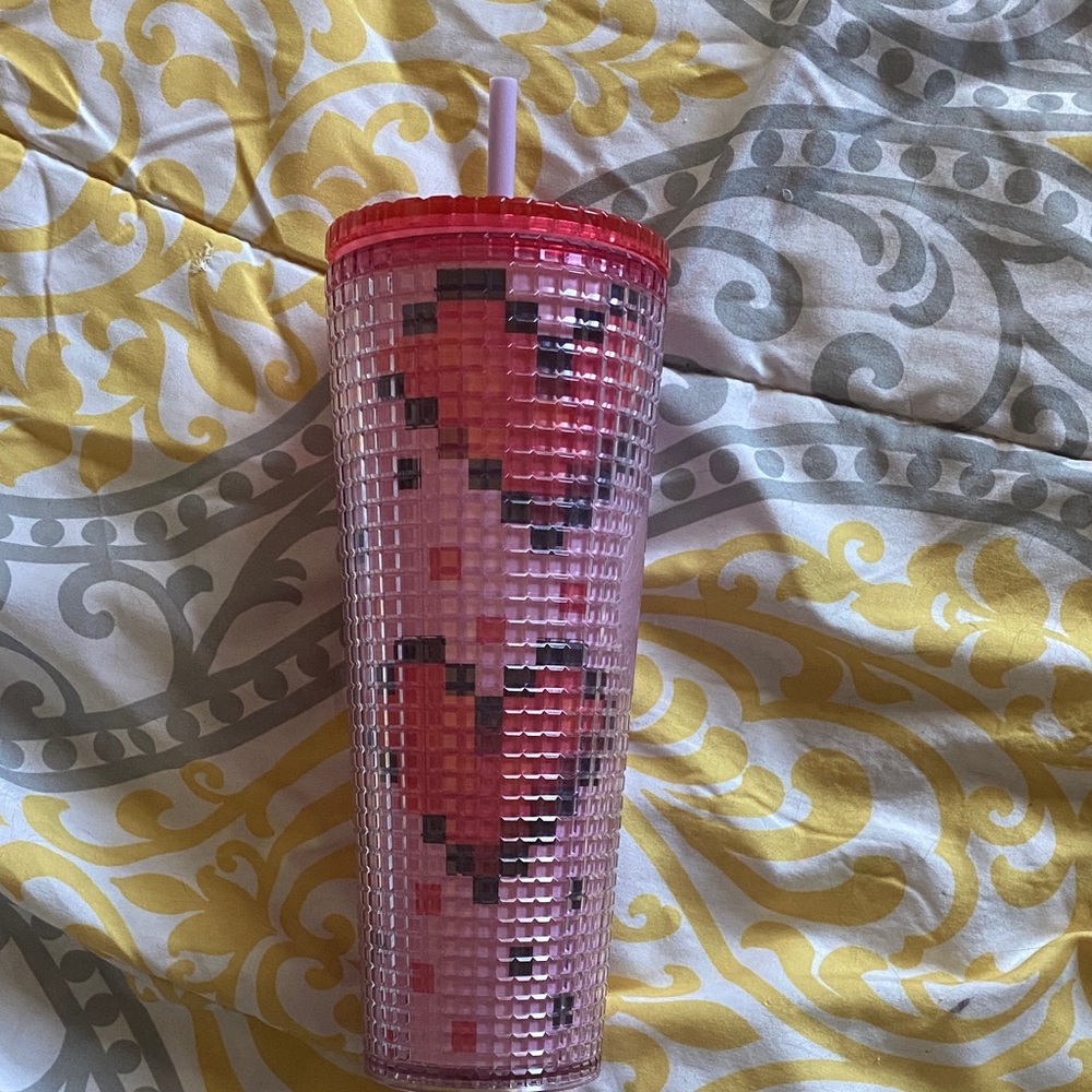 Starbucks Pink and Red Heart Tumbler